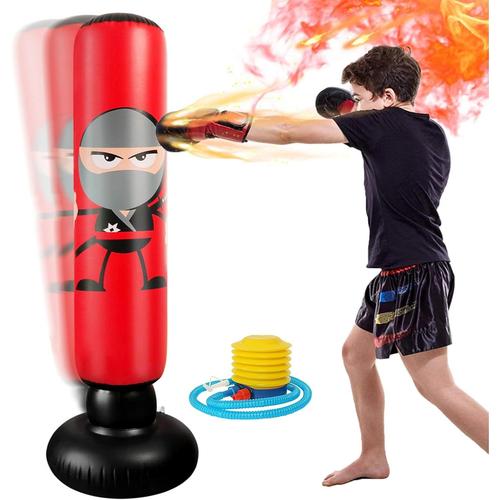 Rouge Punching Ball Enfants Sac De Boxe Gonflable Enfant 160cm Avec Pompe À Air Sac De Frappe Enfant Sur Pied Sac De Frappe Sur Pied Pour Boxe, Kickboxing, Karaté Et Soulagement Du Stress.