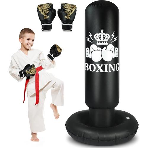 Noir Jpassion Sac De Boxe Pour Enfants, Grand Et Stable | Sac De Frappe Gonflable Pour Enfants, Matériau Épais | Sac De Boxe Autonome De 5 À 12 Ans, Cadeaux Pour Garçons Et Filles Pour La