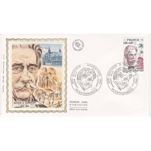 Enveloppe 1er Jour Docteur A. Schweitzer - 1875 - 1965 - Kaysersberg (68) -