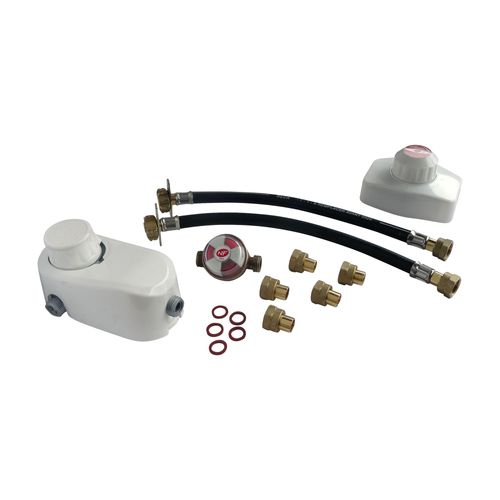 Ensemble détendeur 1,3 Kg/h + inverseur avec lyres pour 2 bouteilles PROPANE - 20/150