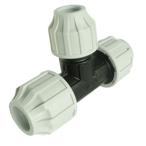 Té réduit Plastique pour tube PE D32-25-32 - Serrage extérieur