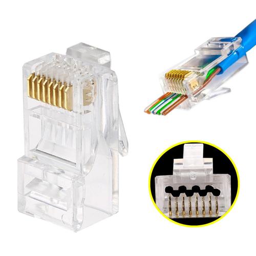 Doré Lot De 50 Grands Connecteurs Rj45 23awg Cat6a Cat6 Plaqués Or 8p8c Ethernet Modulaire Utp Pour Paire Torsadée Non Blindée Et Cables Standard