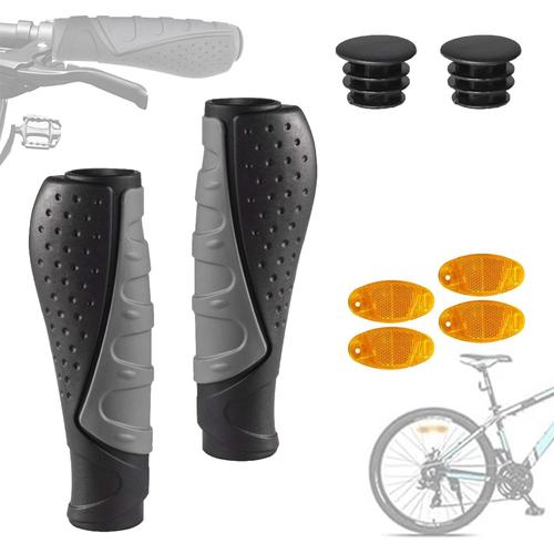 Poignées Guidon Vélo Caoutchouc Avec 4 Pièces Catadioptre Velo, Antidérapant Poignées De Vélo, 22 Mm Pour Scooter Bmx Bicyclette Montagne Descente Pliable Urbain Vélo