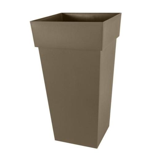 Eda Pot De Fleurs Xxl Toscane - Carré - 43.3 X 43.3 X H 80 Cm - 98 L - Marron Taupe