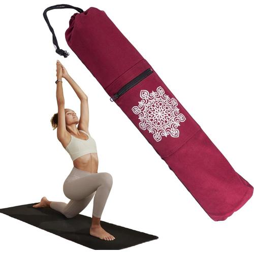 Rouge Support De Tapis De Yoga, Support De Tapis De Yoga,Support De Transport Pour Sac De Tapis De Yoga À Fermeture Éclair Complète - Sac De Tapis D'exercice De Gymnastique À Sangle D'épaule