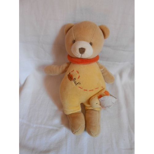 Doudou Musical Ours Baby Nat Babynat Peluche Abeille Beige Jaune Orange Boite A Musique