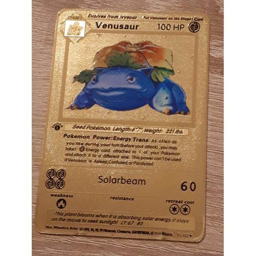 Carte Pokémon Florizarre (Venusaur) 15/102 Edition 1 Carte Métal Couleur Or