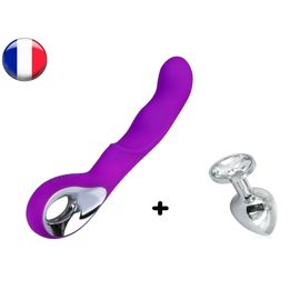Vibromasseur + Rosebud : Vibromasseur Silicone Doux Violet 10 Vitesses Étanche Puissant Rechargeable Usb + 1 Rosebud S