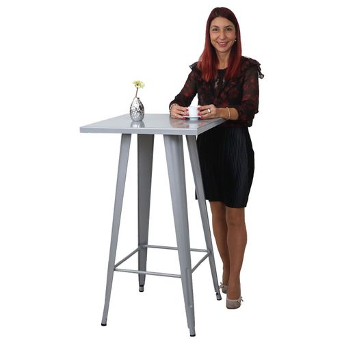 Table Haute Hwc-A73, Métal, Design Industriel 105x60x60cm   Gris