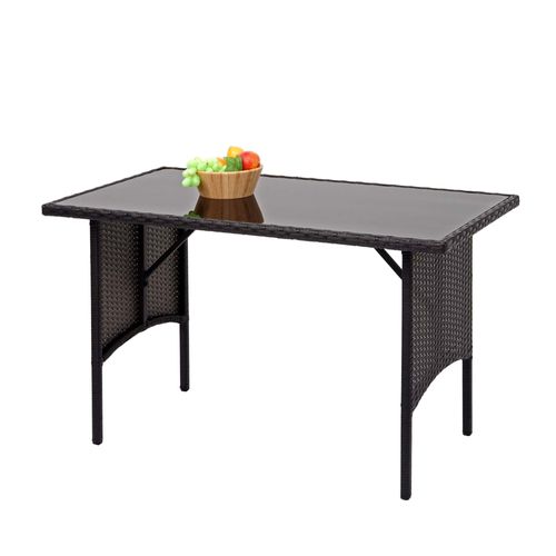 Table En Polyrotin Hwc-G16, Table De Jardin, Salle À Manger, Gastronomie 112x60cm   Noir