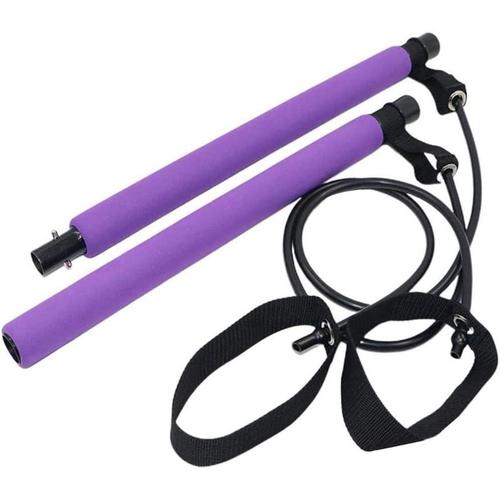 Pink Baton De Barre D'exercice Pilates Avec Bande De Résistance, Outil D'exercice De Sport De Tige De Yoga, Kit De Barre De Pilates Portable De Gymnastique À Domicile, Entraînement Total Du