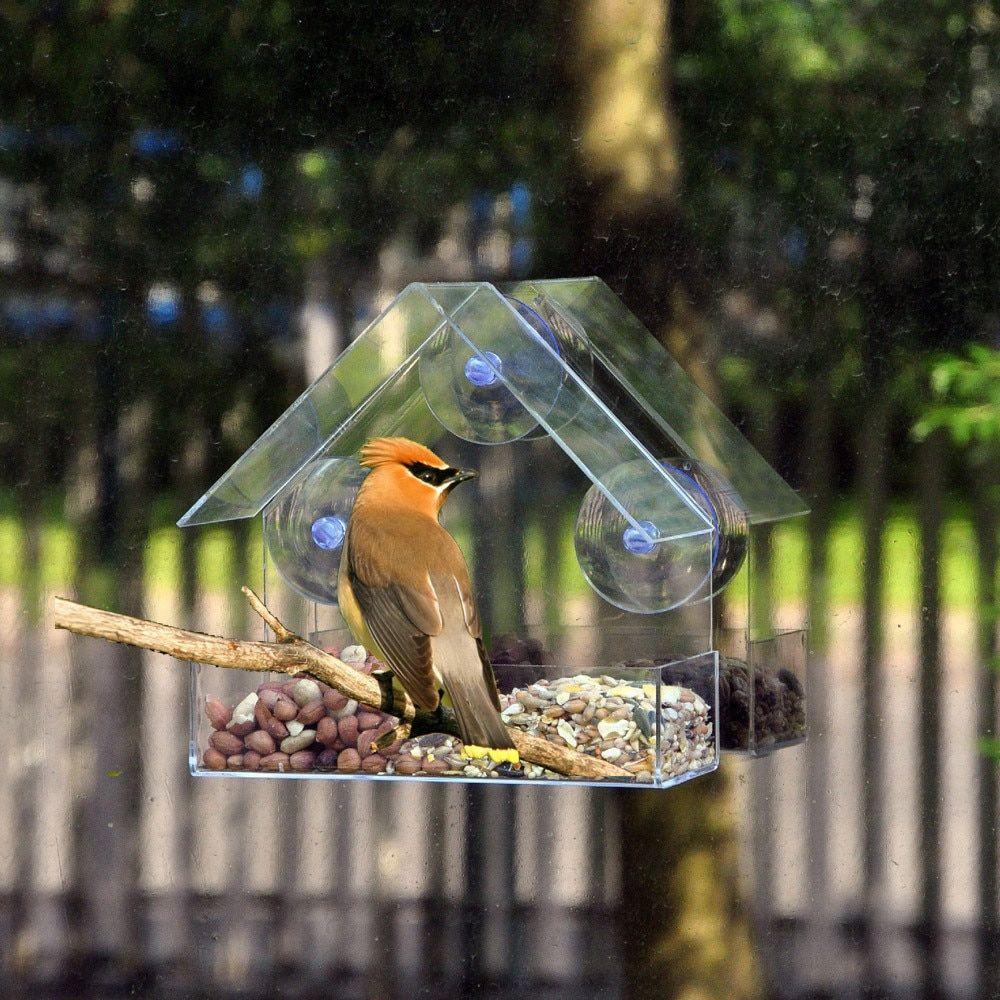 COSTWAY Mangeoire à Oiseaux Suspendue en Métal d'Extérieur, Abreuvoir à  Oiseaux avec Dôme en Résine