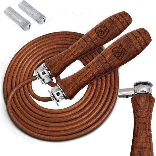 Marron Corde À Sauter Lourde En Cuir Véritable | Corde À Sauter Lestée Pour La Boxe, Mma, Corde À Sauter Cardio, Corde À Sauter En Cuir Réglable Avec Poignées Lestées Pour Le Fitness