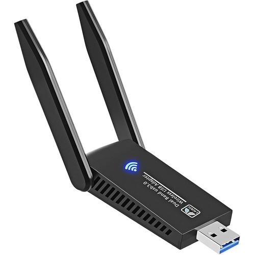 Cl¿¿ WiFi 1300Mbps Dongle WiFi USB 3.0 5ghz - Dongle WiFi USB Dualband 2.4GHz 5GHz Mini Adaptateur WiFi Deux Antenne pour Desktop Laptop PC de Bureau, Supporter Windows XP/7/8/8.1/10 MacOS 10.9-10.14