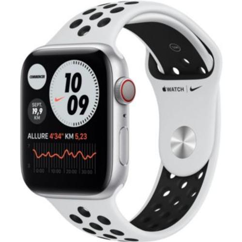 Apple Watch Nike Series 6 (Gps + Cellular) - Boitier 44 Mm Aluminium Argent Avec Bracelet Sport Nike Platine Pur/Noir