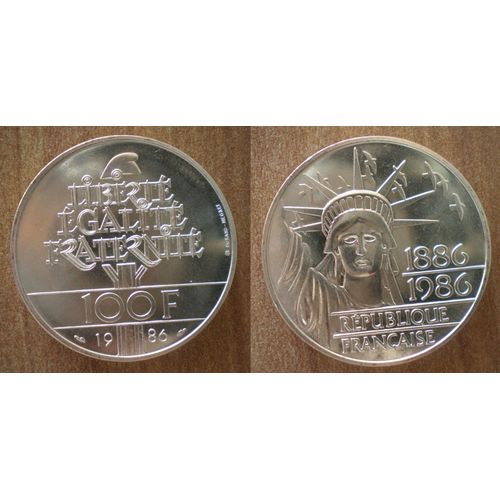 France 100 Francs 1986 Statue Liberte Egalite Fraternite Piece Argent Frcs Frs Frc