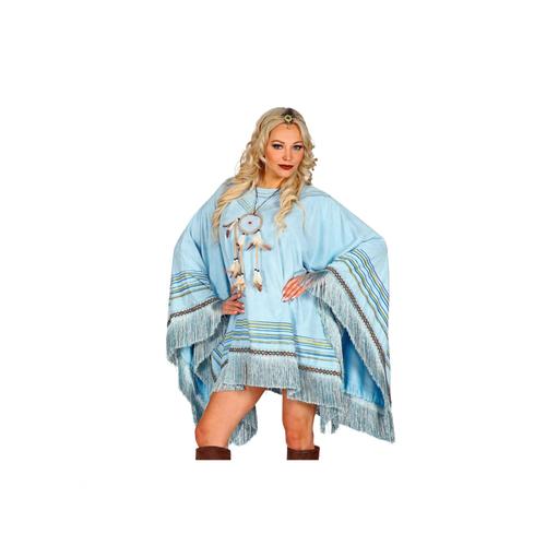 Poncho Luxe Indien Bleu Adulte