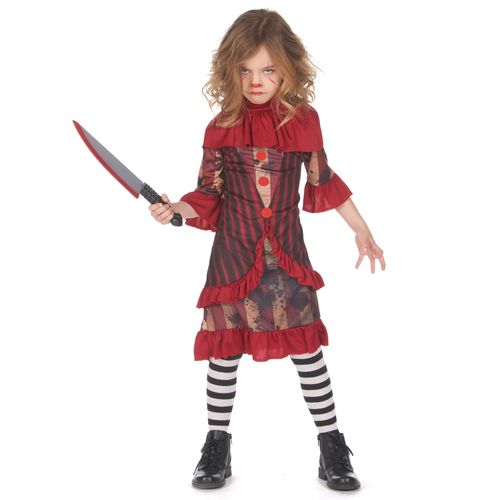 Déguisement Clown Terrifiant Rouge Fille - Taille: M 7-9 Ans (120-130 Cm)