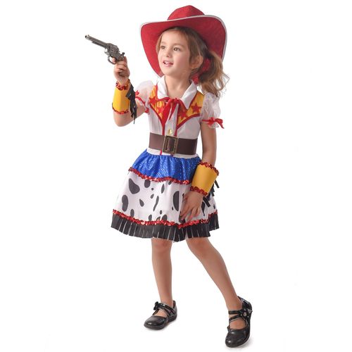 Déguisement Cowgirl Dessin Animé Fille - Taille: M 7-9 Ans (120-130 Cm)