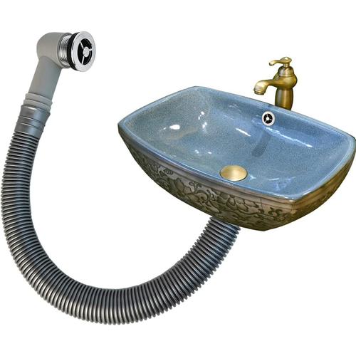 2 x Tuyaux de Trop-plein, Tube de Trop-plein pour Lavabo en C¿¿ramique pour Lavabo de Salle de Bain, Interface Ronde, pour Diam¿¿tre de Trou de Trop-plein 21-24 mm, Longueur de Tube 400 mm