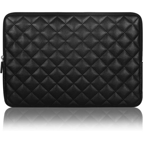 Housse pour Ordinateur Portable 15-15.6 Pouce Pochette Diamant & Résistant aux Chocs en néoprène Cuir PU Manchon pour Acer, Lenovo, Dell, HP, ASUS, Alienware, Macbook, Microsoft (Noir)