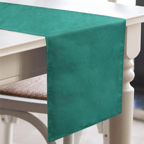 Lot de 2 chemins de table aspect cuir chamois - Doux - Lavable et facile à repasser - 42 x 140 cm - Vert - Pour décoration de table de salon, jardin, fête, festival