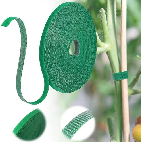 Attache de Jardin pour Plantes, 25m x 10mm Attache Cable Velcro, Sangle Câble Réutilisables, Sangle Velcro, Scratch Cable, Serre Cable Velcro, Velcro Plante, Ruban de Fleuriste Vert