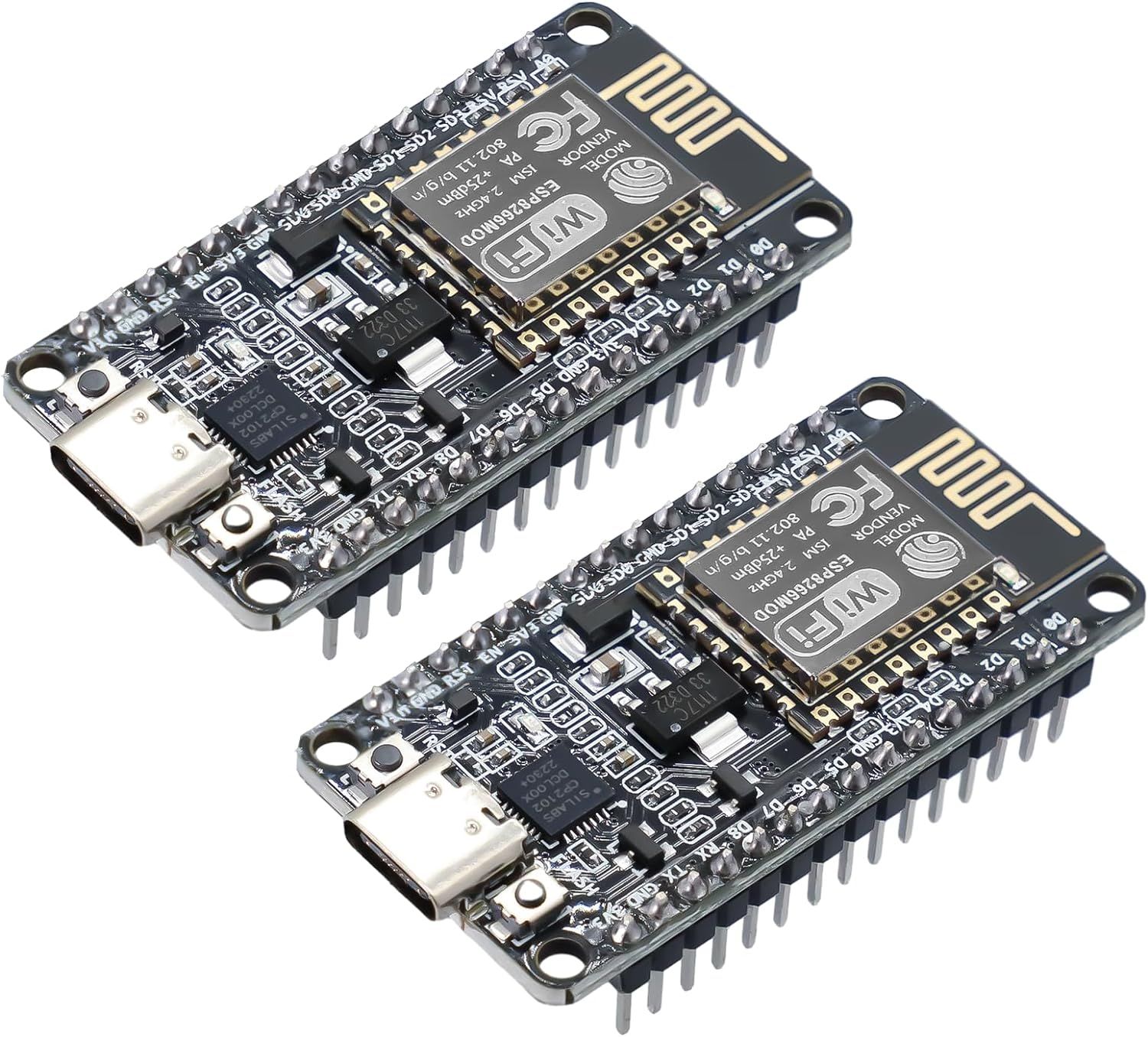 ESP8266 NodeMCU Lua V2 Module 2 pièces ESP8266 WiFi NodeMCU Carte de développement CP2102 ESP-12E Type-C Interface compatibles avec Arduino IDE/Micropython