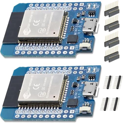 ESP32 Mini Carte de développement 2 Pièces ESP32 Live Mini KIT Modul SP32-WROOM-32 Module NodeMcu Microcontrôleur Bluetooth WiFi Chip 2104 Compatible avec Arduino