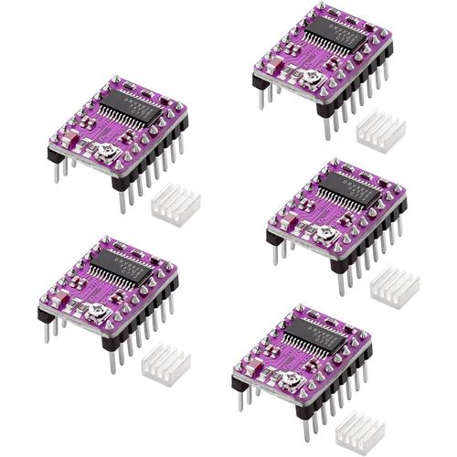 DRV8825 Module Pilote de Moteur Pas 5 pièces DRV8825 Pilote de Moteur Pas à Pas Pourpre DRV8825 Module Con dissipatore di calore pour Ramps 1.4 CNC Shield Imprimante 3D Compatible avec Arduino