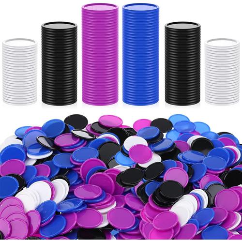 400 Pièces 1 Pouce Jetons De Poker En Plastique 4 Couleurs Petits Compteurs D'apprentissage Carte À Puces Vierges Pour Jouer Au Jeu Apprentissage De Mathématiques (Violet, Bleu, Noir, Blanc)