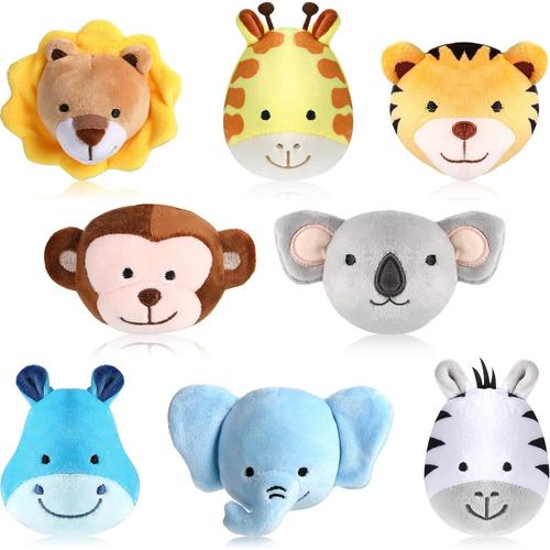 8 Pièces Mini Animaux De Jungle En Peluche 8 Cm Porte-Clés D'animaux En Peluche Doux Petits Jouets D'animaux De Forêt En Peluche Mignons De Lion Hippopotame Singe Koala Tigre Éléphant