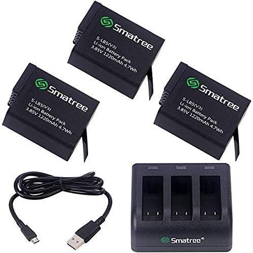 Batteries (3 Pack) avec Chargeur 3 canaux pour Gopro Hero 8/7/6/5 Black/Gopro Hero 2018