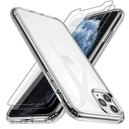 Coque Pour Iphone 11 Pro, 2 Pack Verre Trempé Protection Écran, Transparent Silicone Tpu Souple Gel Protection Anti-Choc Bumper Anti-Scratch Etui Pour Iphone 11 Pro - 5.8 Pouces