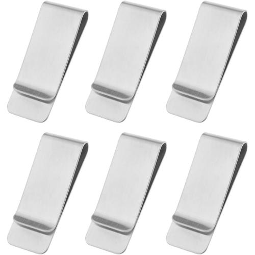 6pcs Métal Pince à Billets Mince Minimaliste Portefeuille Billets Trésorerie Clips Carte Crédit Pince en Acier Inoxydable Porte-Documents pour Hommes et Femmes Argent