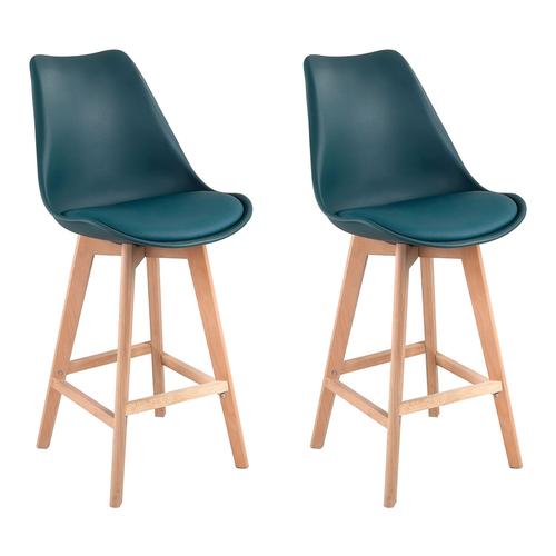 Lot De 2 Tabourets Scandinaves Sven Bleus Avec Coussin