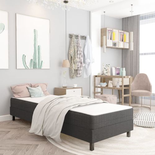 Vidaxl Sommier Tapissier Gris Foncé Tissu 80x200 Cm