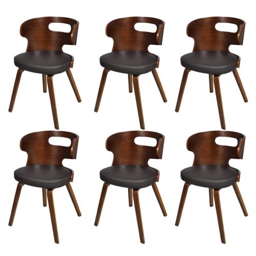Vidaxl Chaises De Salle À Manger 6 Pcs Marron Similicuir