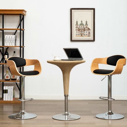 Vidaxl Chaises De Bar 2 Pcs Noir Bois Courbé Et Similicuir