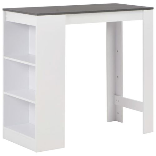 Vidaxl Table De Bar Avec Étagère Blanc 110x50x103 Cm