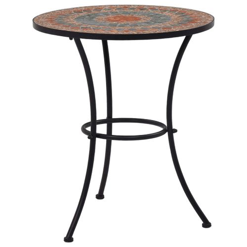 Vidaxl Table De Bistro Mosaïque Orange/Gris 60 Cm Céramique