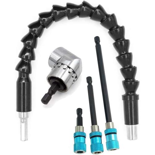 1 pi¿¿ces 105 perceuse ¿¿ angle droit extension de fixation magn¿¿tique + 1 pi¿¿ces Angle Flexible extension Bits (295 mm) + 3 pi¿¿ces Tige hexagonale ¿¿ d¿¿gagement rapide extension Tournevis porte embout