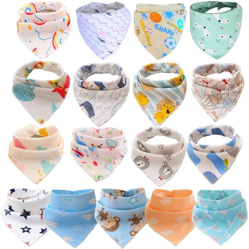 17 Bavoirs B¿¿B¿¿ Bandanas ¿¿Charpe Serviette Drool Babas En Tissu Pour B¿¿B¿¿ Fille Enfant Recien N¿¿ Beau Coton Absorbant Doux Pour Hypersialorrh¿¿E Et Dent (17pcs Unisex)