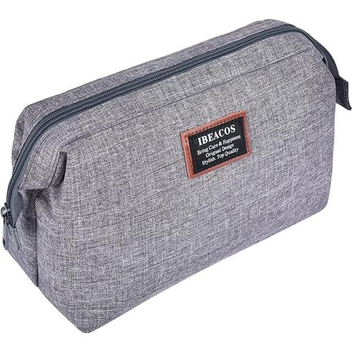 Trousse de Toilette 1 en 1 pour Femme Trousse de Maquillage Sac Cosm¿¿tique de Voyage Portable pour Vacance, Salle de Bain 25,5x10,2x18cm (Environ 4 litres) Nylon Gris