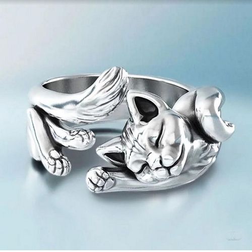 Bague Plaqué Argent Design Chaton Calin