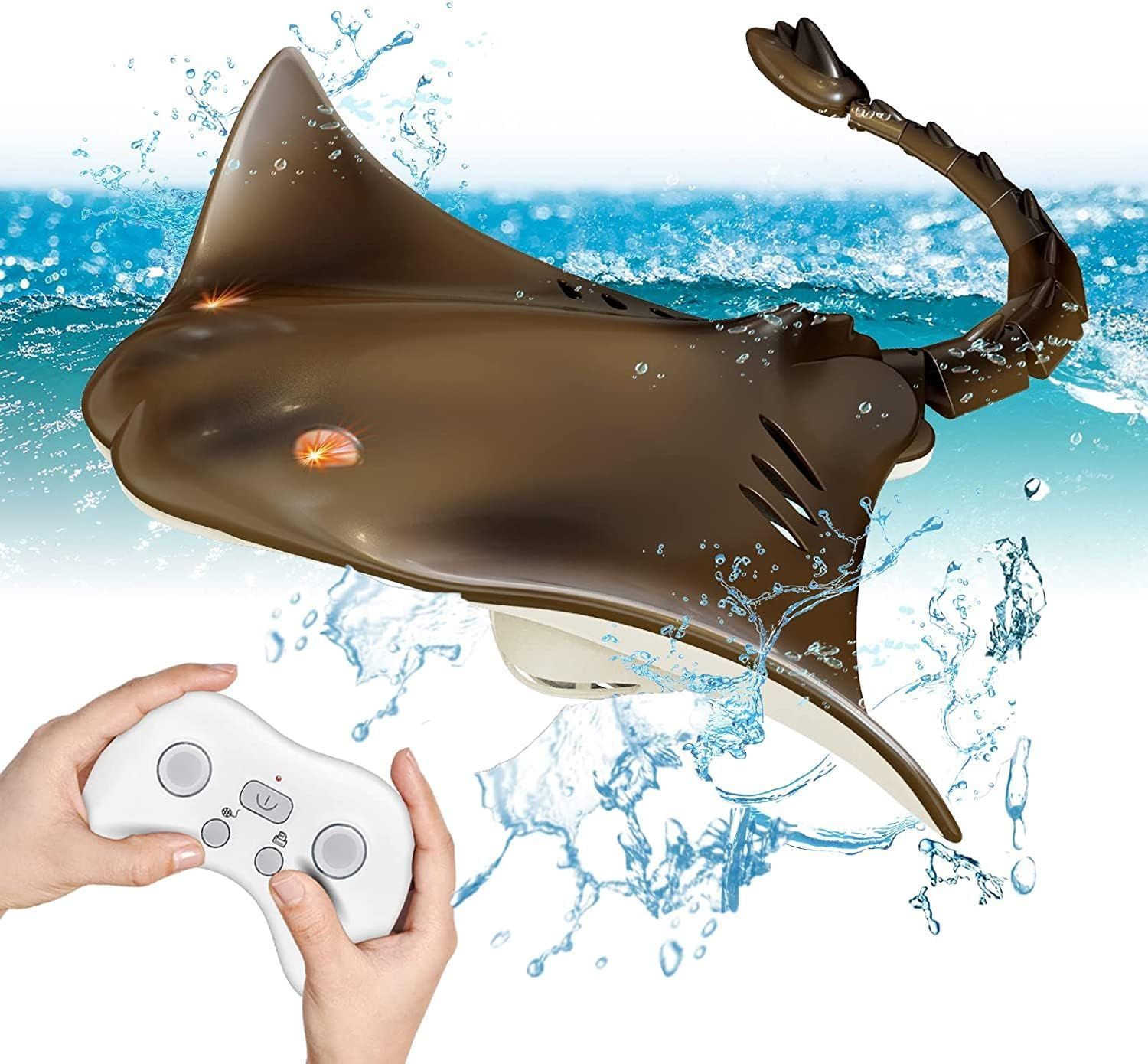 Jouet De Stingray T¿¿L¿¿Command¿¿ Pour Bateau, 2.4ghz Rc Poisson Diable ¿¿ Double H¿¿Lice T¿¿L¿¿Command¿¿ Enfants Requin Bateau, Jouets Electriques Haute Simulation Animaux Sous Marins Pour Piscine-G¿¿N¿¿Rique