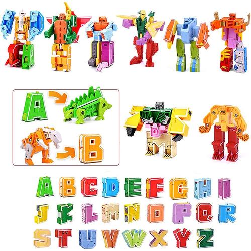 26 Pcs Alphabet Jouet Transformateurs Dinosaure, A-Z Lettres Robot Morphing Jouet, D¿¿Formables Robot Transformation Animaux, Construction ¿¿Ducation Cadeau Jouet Pour Enfants ¿¿ Partir De 6+ Ans