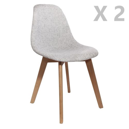 2 Chaises Scandinaves Design Grosse Maille Flora - Gris Clair