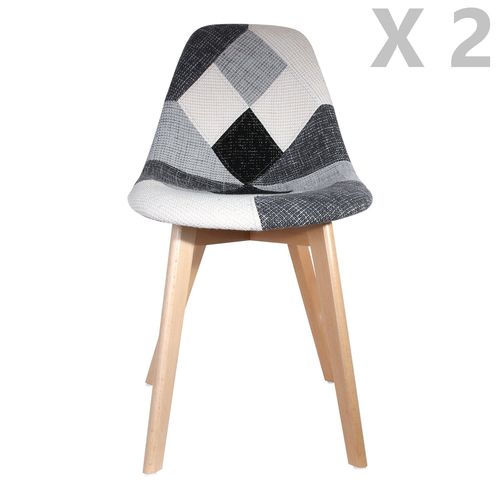 2 Chaises Design Scandinave Patchwork - Gris