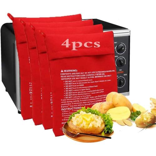 Sac pomme de Terre Micro Onde,Pommes de Terre Parfait en Seulement 4 Minutes,Pomme de Terre Poche ¿¿ Micro-ondes,Sac de Cuisson Pomme de Terre,Sac de Cuisson Micro Ondes(4 pcs)